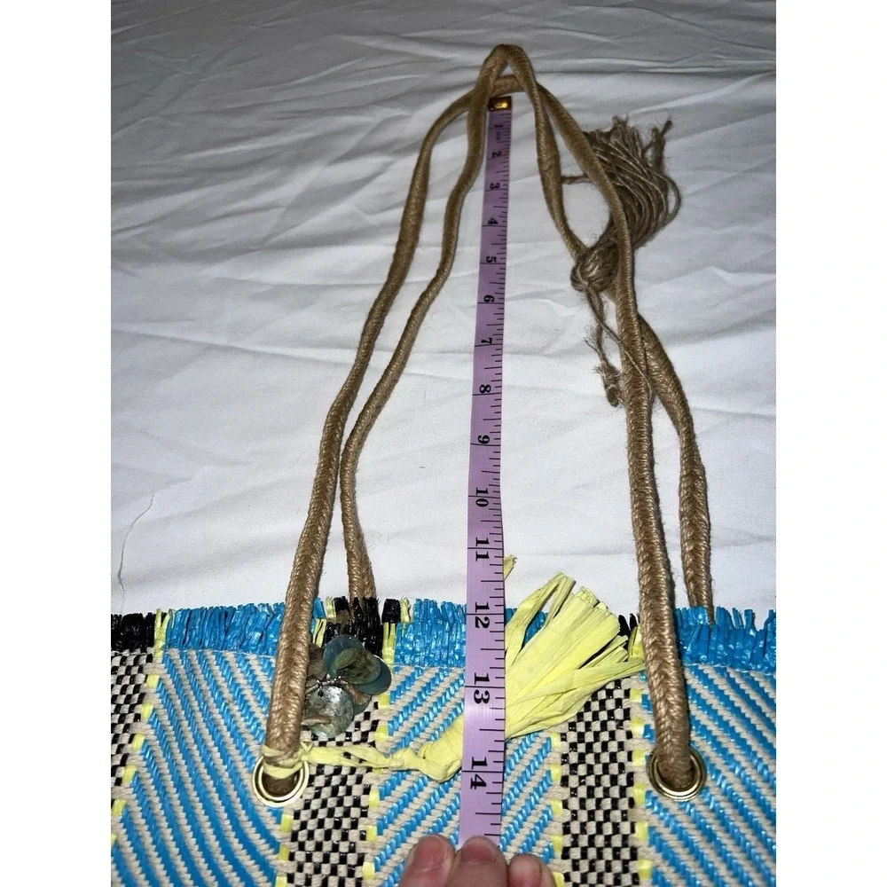 Boho Blue, Yellow and‎ Black Striped Tote Market Bag